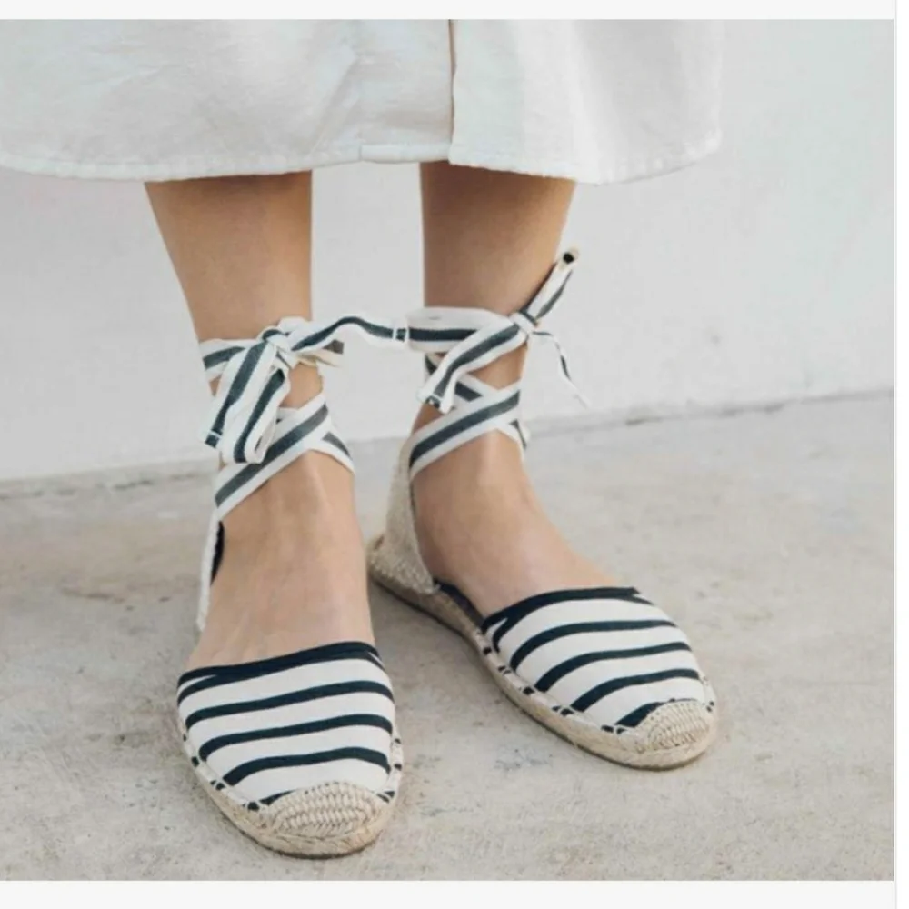 Chic Soludos Striped Ankle Tie Espadrilles - Picture 13 of 16
